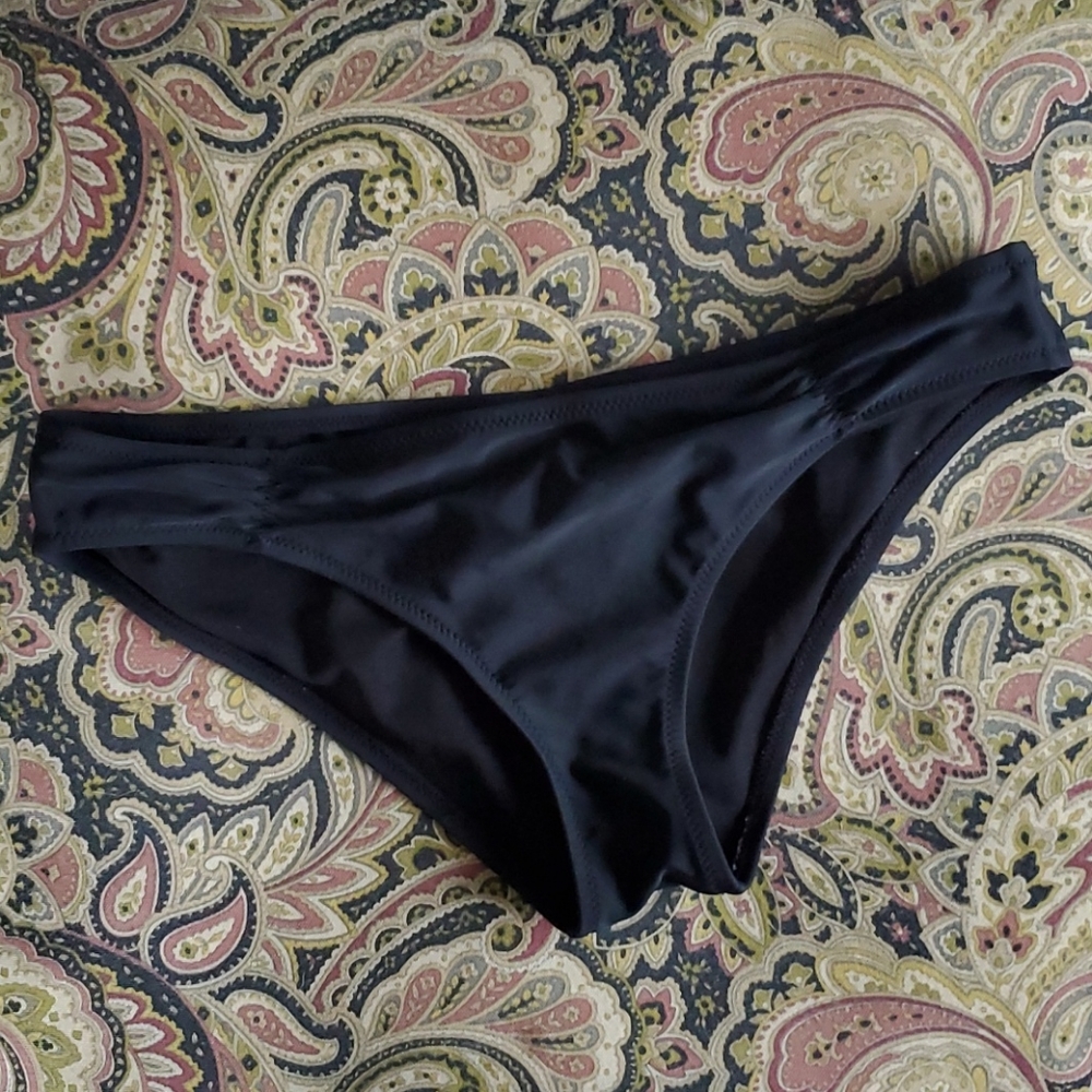 Black Ruched Bikini Bottoms, Small